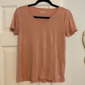 Pink Hollister v neck t shirt